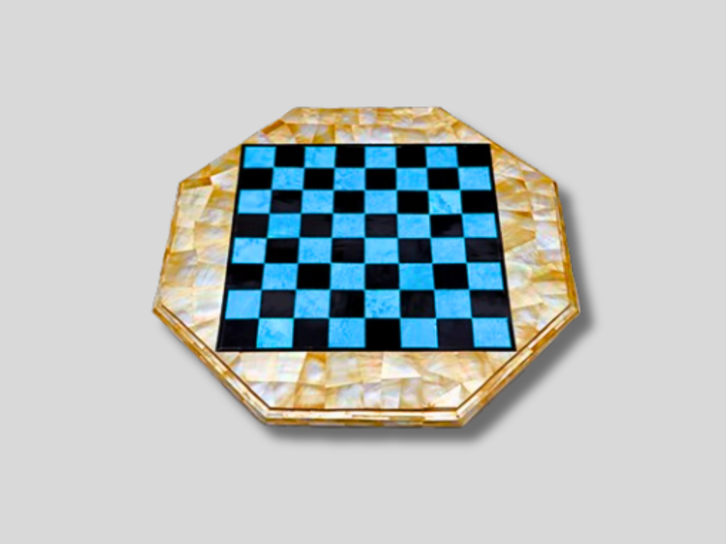 Adorable Marble Chess Board Table Unique Mop Inlay Stone Handmade Patio Decor