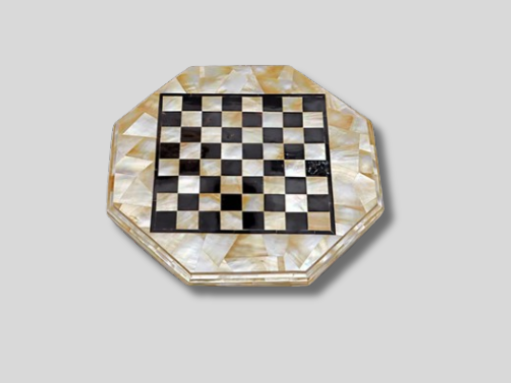 Beautiful Marble Chess Table Top Inlay Mop Stone Decor Housewarming Gift