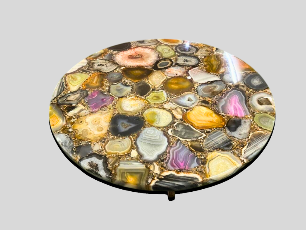 Beautiful Mix Agate Round End Table for Patio Home Interior Decor 