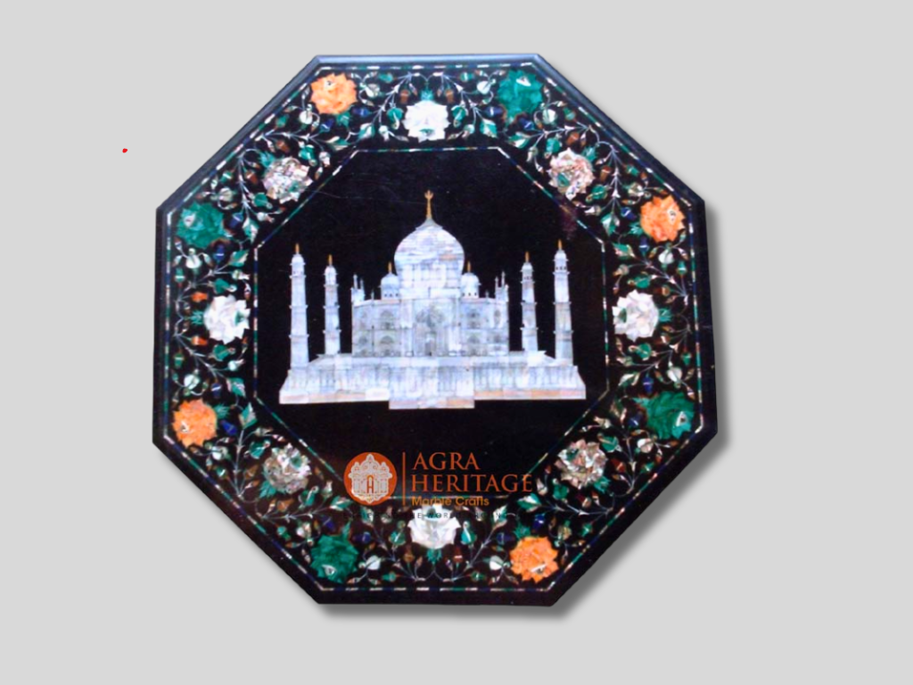 Black Marble Collectible Taj Mahal Art Top Coffee Table