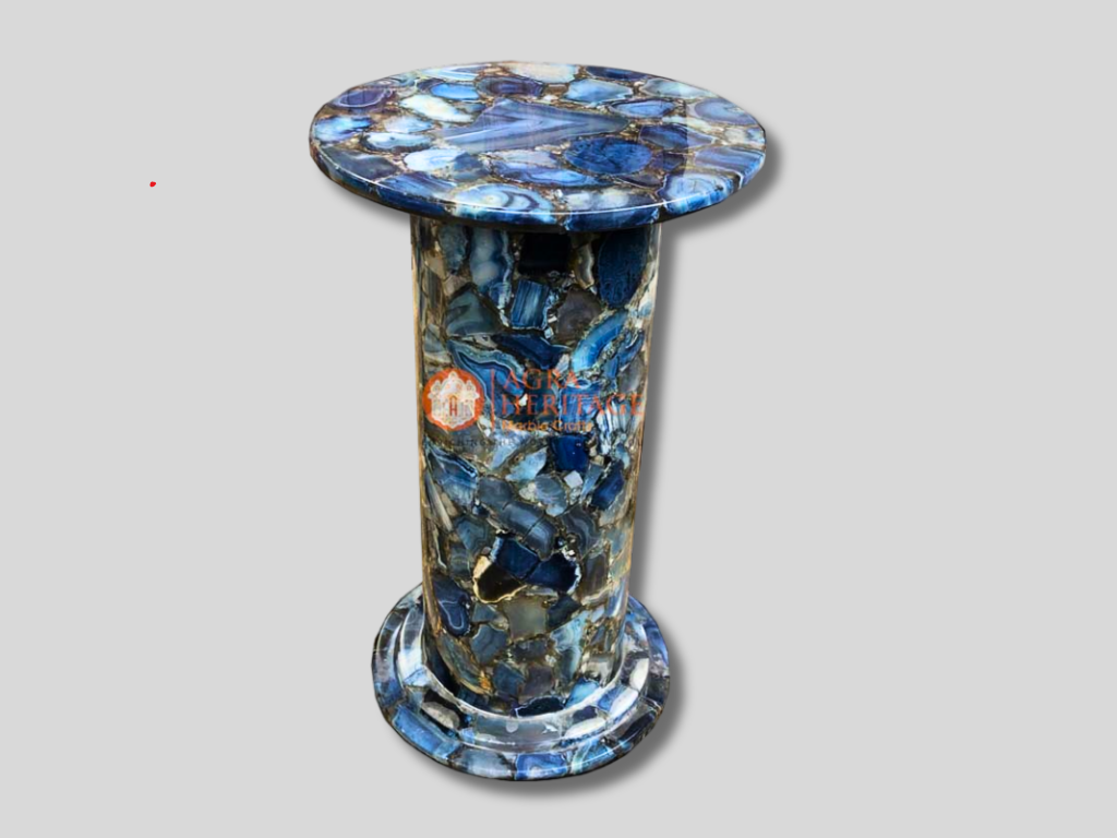 Blue Agate Marble Stand With Agate Top