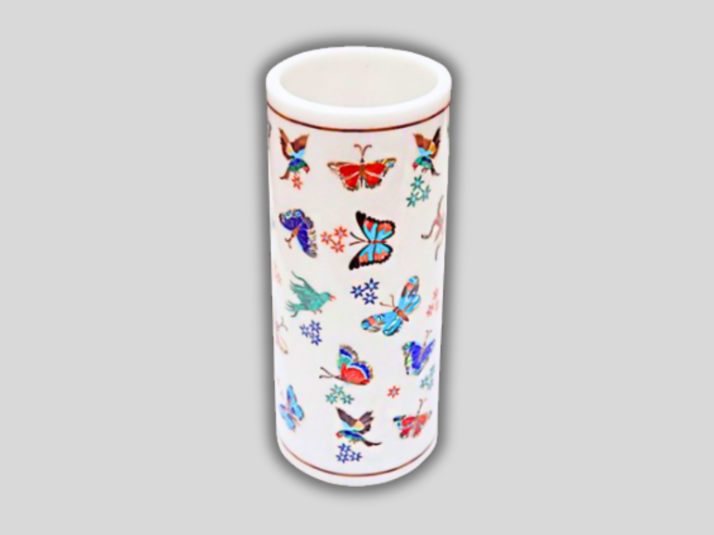 Butterflies Decorative Inlay Flower Vase Glass for Housewarming Wedding Gift