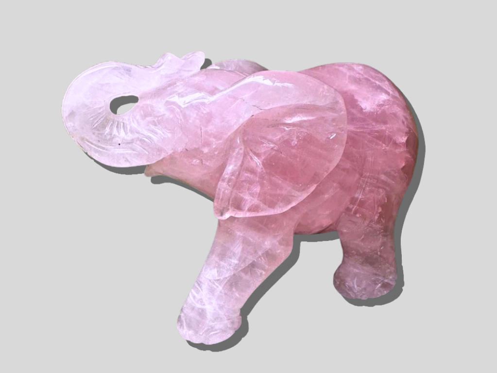 Crystal Rose Quartz Elephant Indoor Statue Decorative