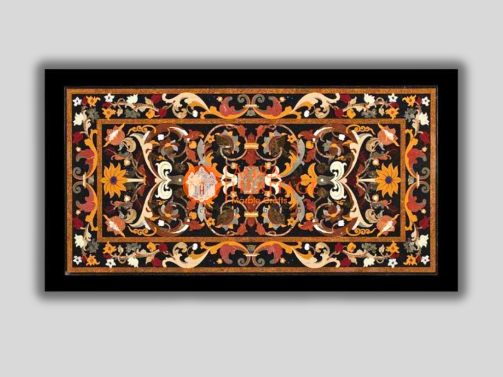 Decorative Marble Side Dining Table Top Pietra Dura Inlay Art