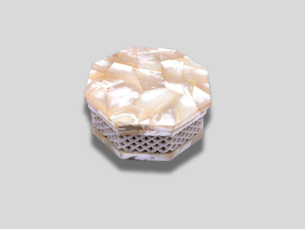 Decorative Marble Stone Jewelry Storage Box Handmade Lattice Jali Work Occasional Gift