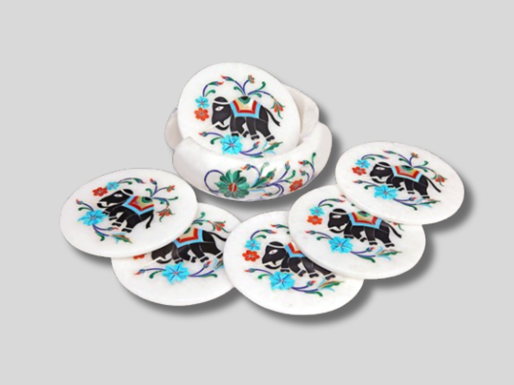 Designer Coaster Set Inlay Unique Collection Traditional Touch Italian Art