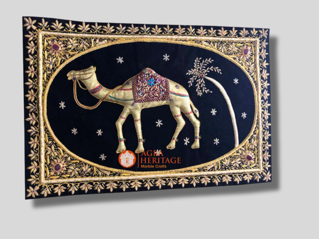 Embroidered Camel Golden String Handmade Tapestry