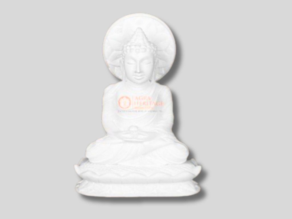 Exclusive Marble White Top Buddha Statue Handmade Showpiece Decors