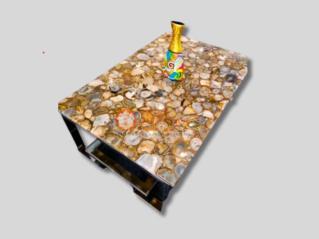 Golden Agate Stone Drawing Room Table Top