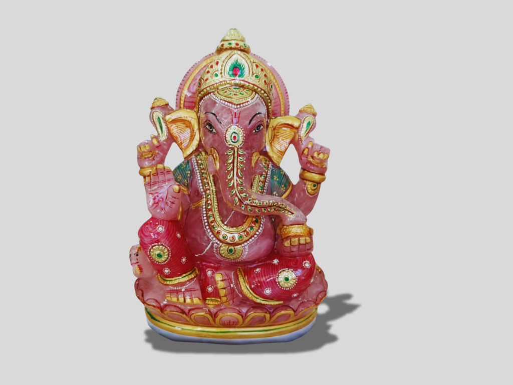 Hand-Painted Ganesha Murti Traditional Hindu Temple Decor