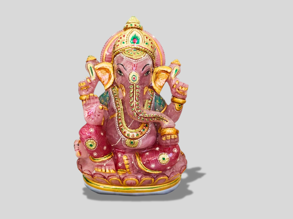 Hand-Painted Ganesha Murti Traditional Hindu Temple Decor