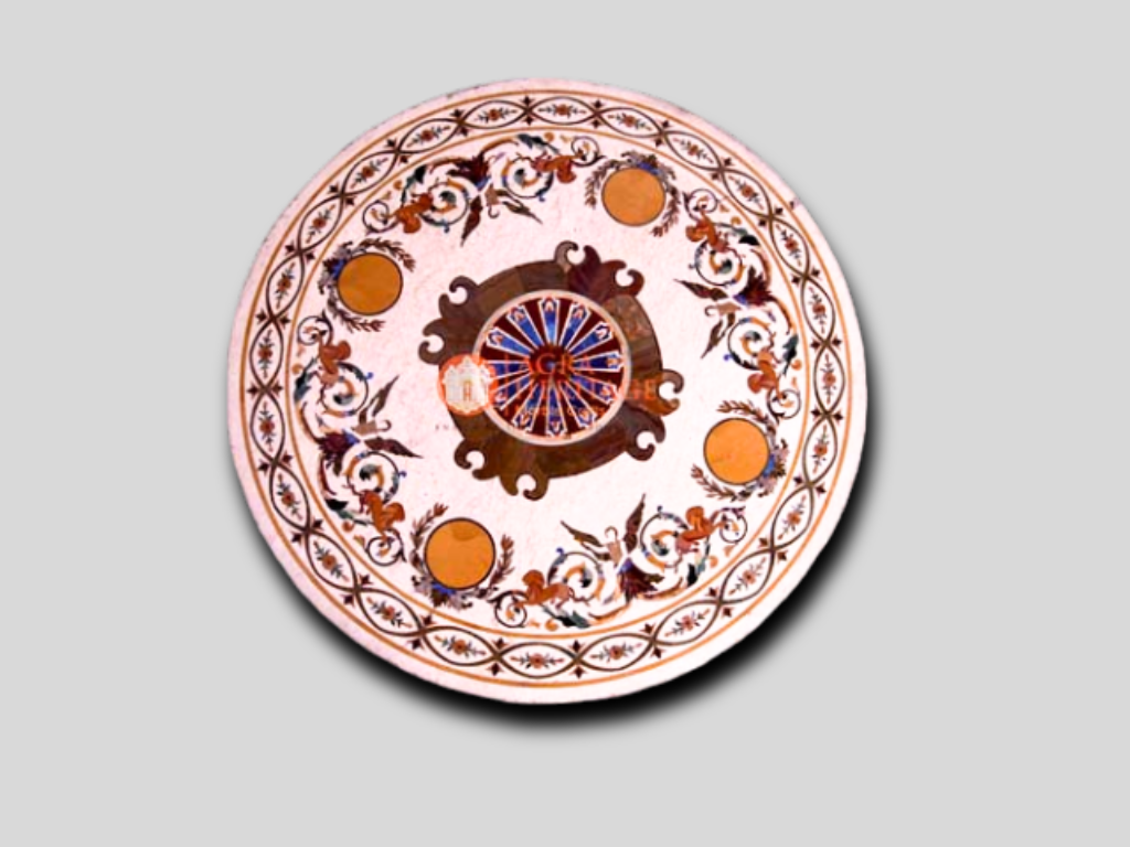 Handmade Inlay Pietradura Round Table Top