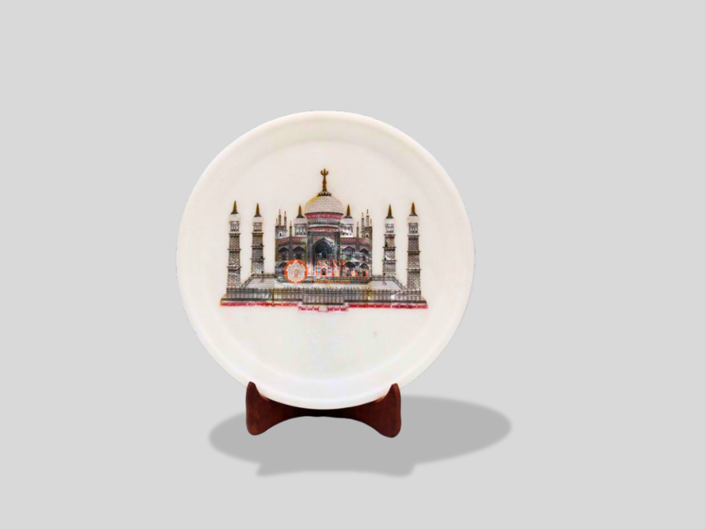 Handmade Kitchen Plate Inlay Taj Mahal Art Home Decor Gift