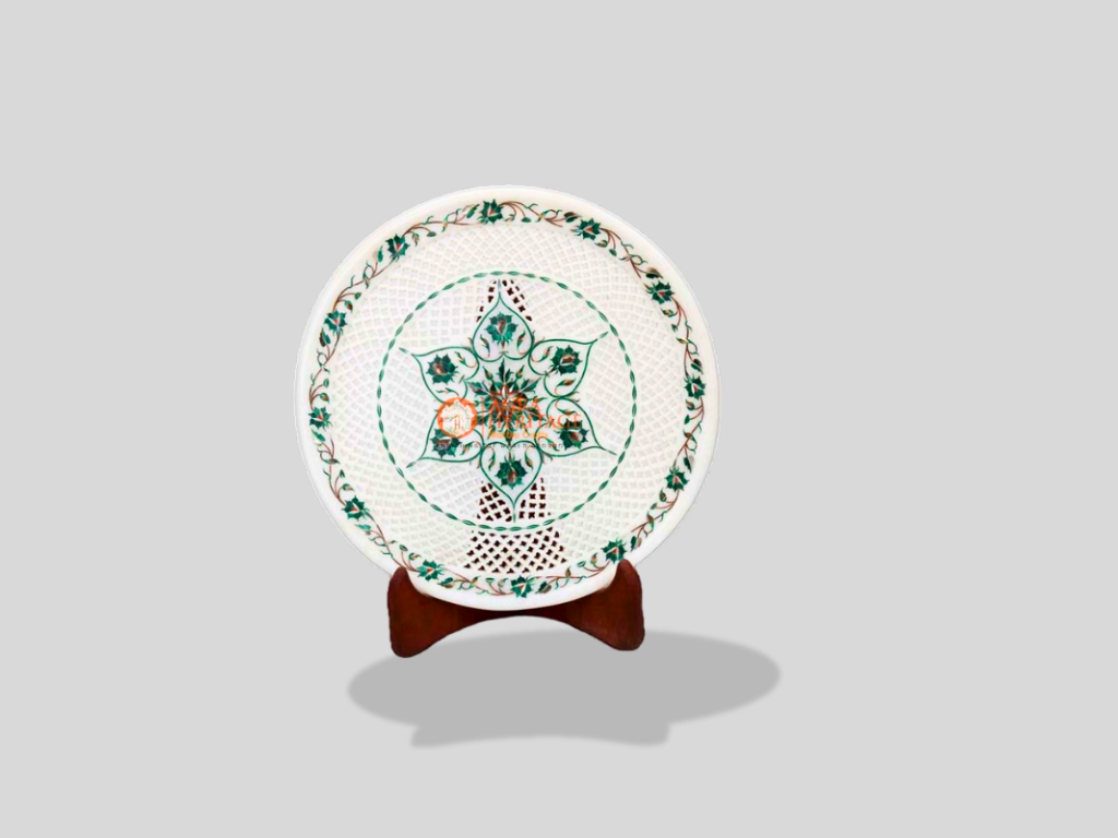 Home Decoration Marble Plate Filigree Malachite Inlay Art