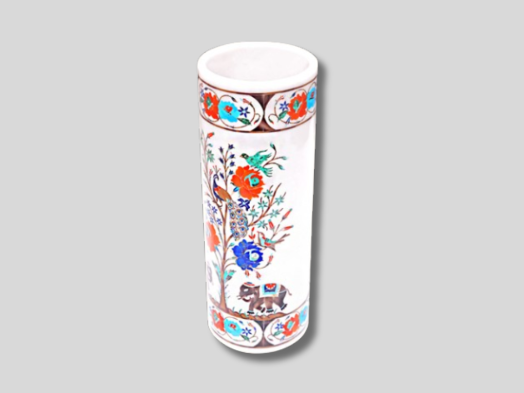 Inlay Marble Stone Flower Vase Modern Living Room Decor Gift For Him