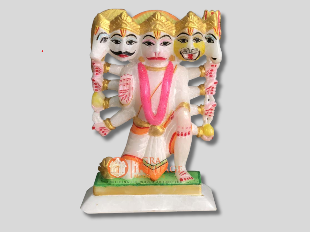 Italian Marble God Hanuman Ji Unique Hand Painted Statue