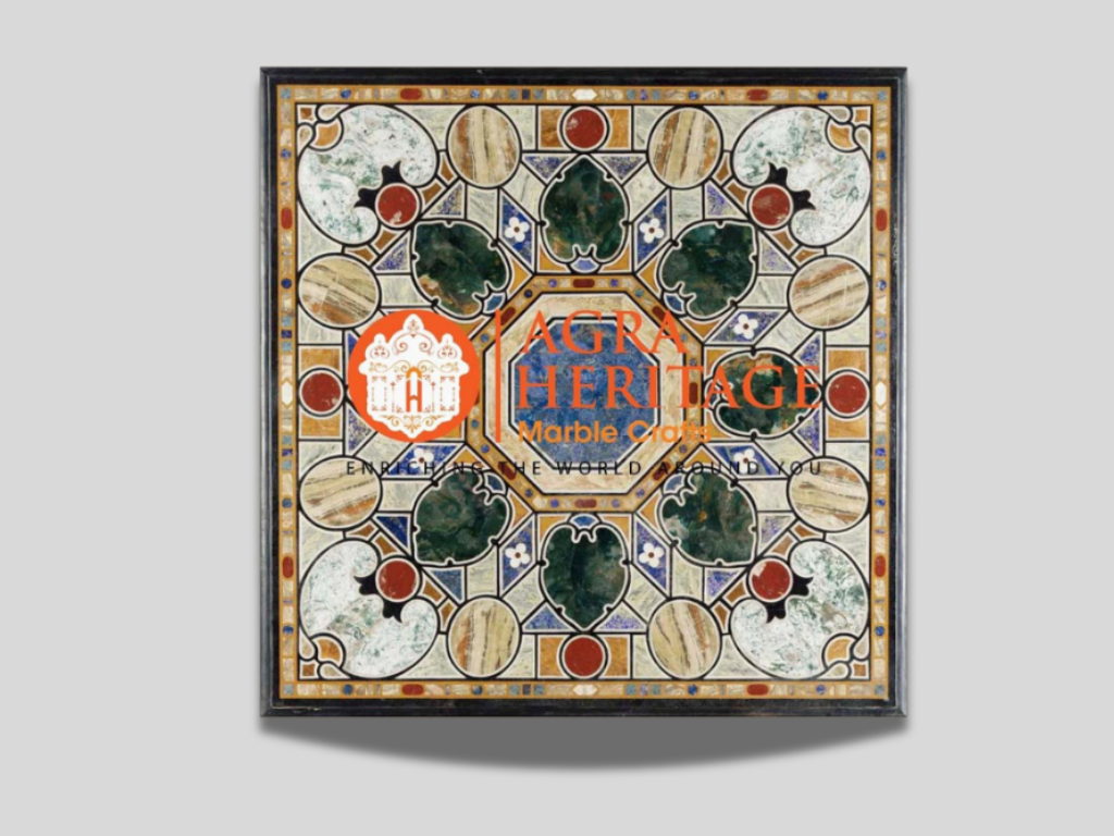 Italian Pietra Dura Side Marble Inlay Dining Stone Table Top