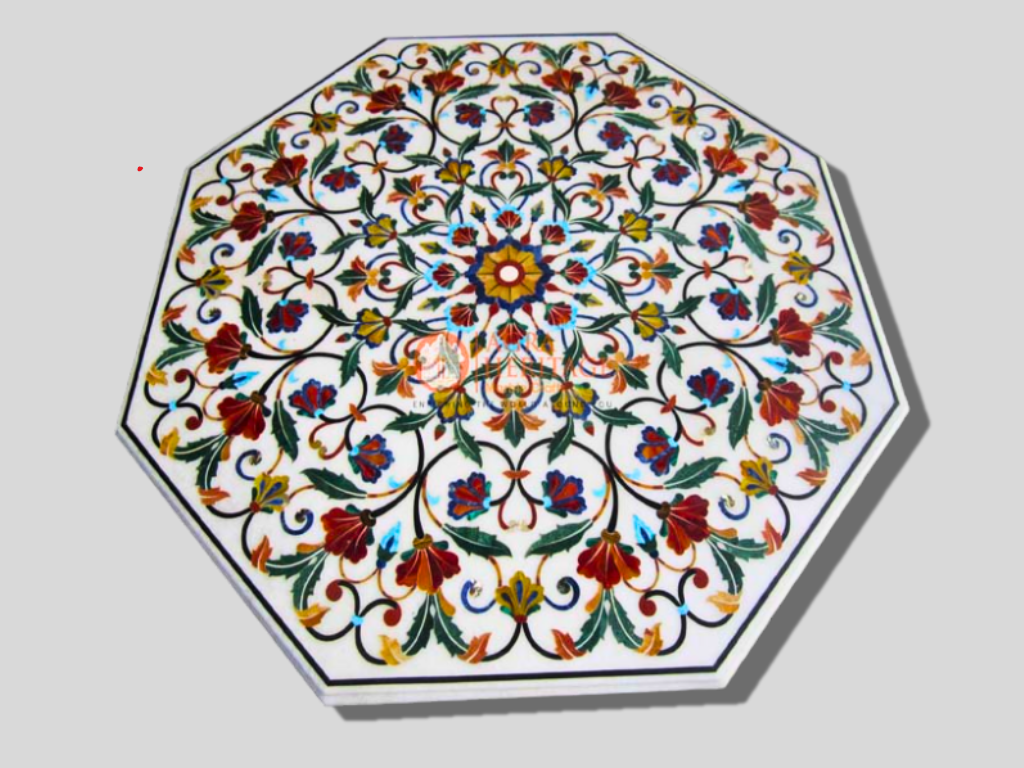 Marble Custom Table Top Inlay Stone Art Collectible Marquetry Home Decor