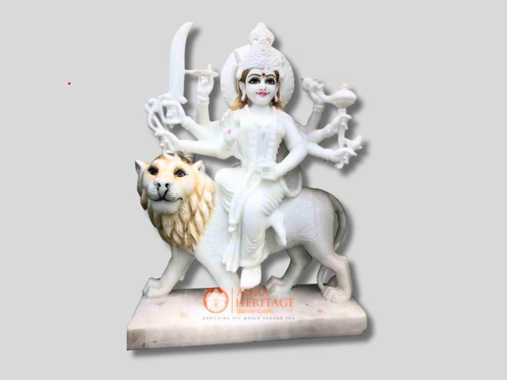 Marble Durga Maa Statue Handmade Religious Gift