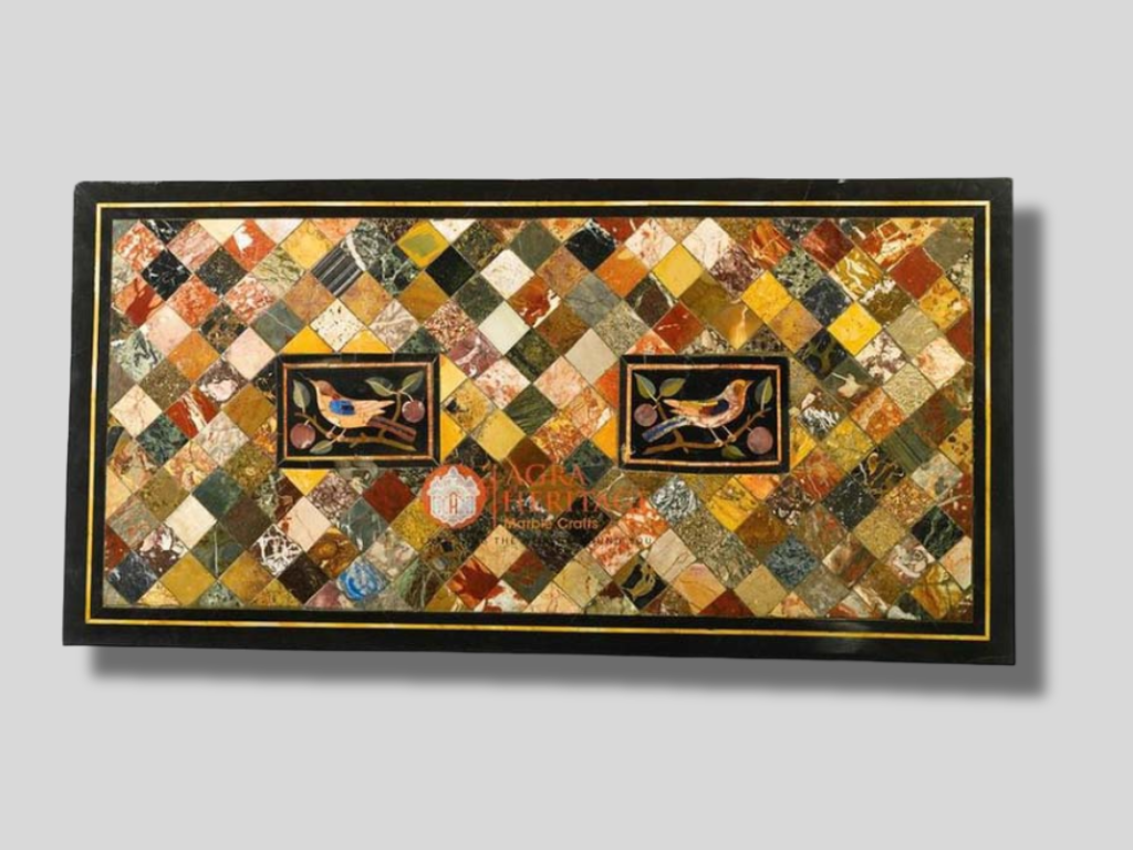 Marble Top Dining Inlay Table Top Mosaic Inlay Stone Bird Arts