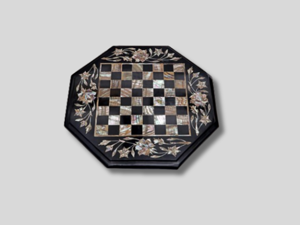 Modern Marble Chess Tabletop Inlay Pauashell Gem Stone Mosaic Art Living Decor