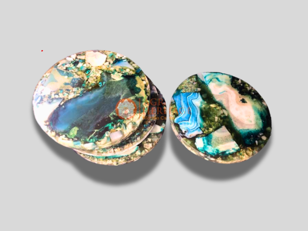 Natural Agate Coaster Set 4 Pcs Housewarming Gift