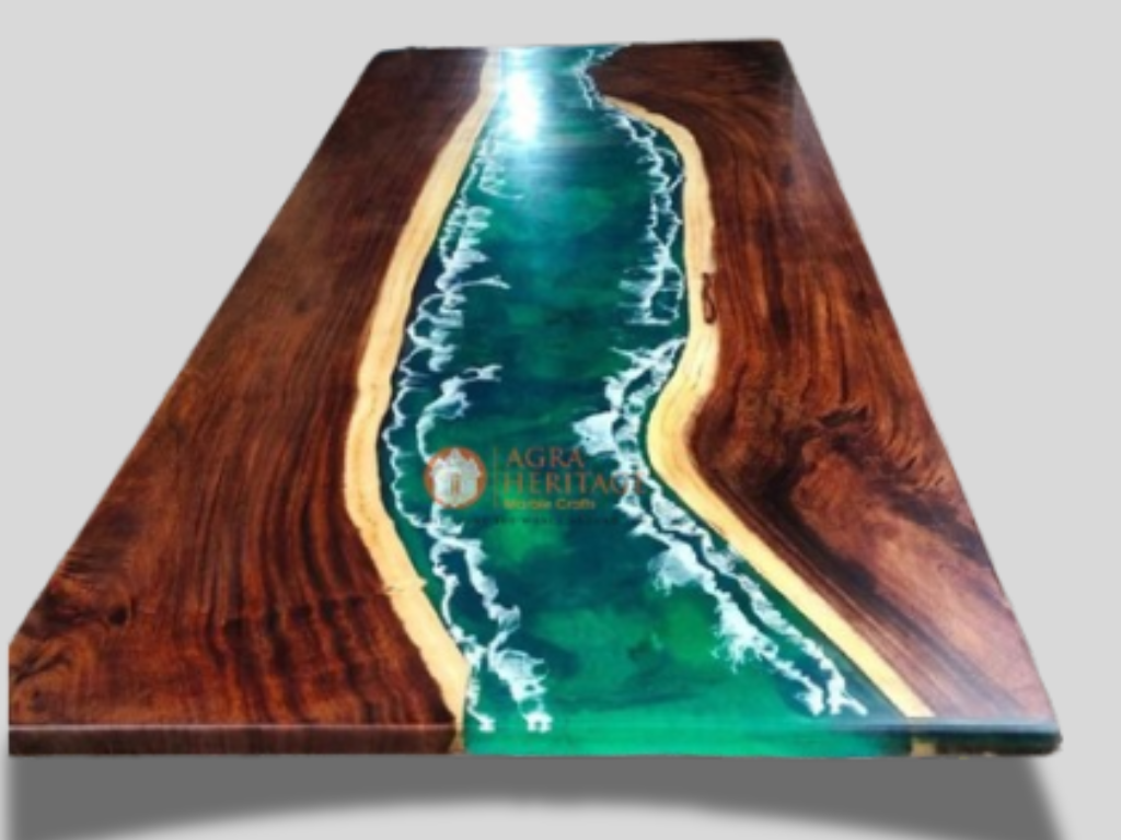 Ocean wave Epoxy Table,center table top Live Edge, dining, sofa,Walnut Epoxy,Green Resin Wood Table,custom made,Bar table