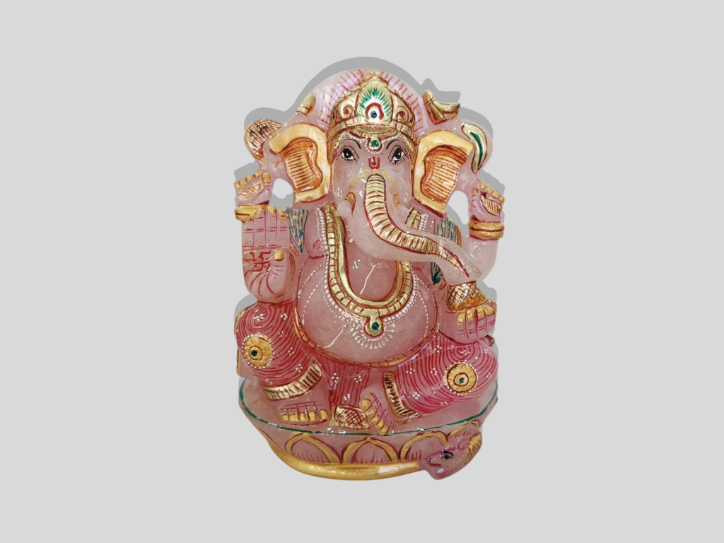 Spiritual Quartz Ganesha Sculpture Unique Hand-Painted Religious Decor