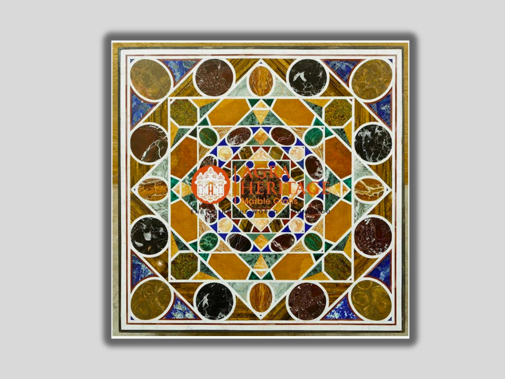 White Marble Side Dining Table Top Pietra Dura Inlay Stone Art